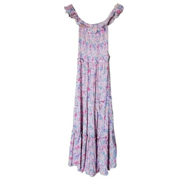 Abel the Label Pink Purple Floral Romance Off the Shoulder Maxi Dress XS - Picture 2 of 14